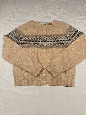 Valerie Stevens Petite Small Lambswool Button Up Sweater PS